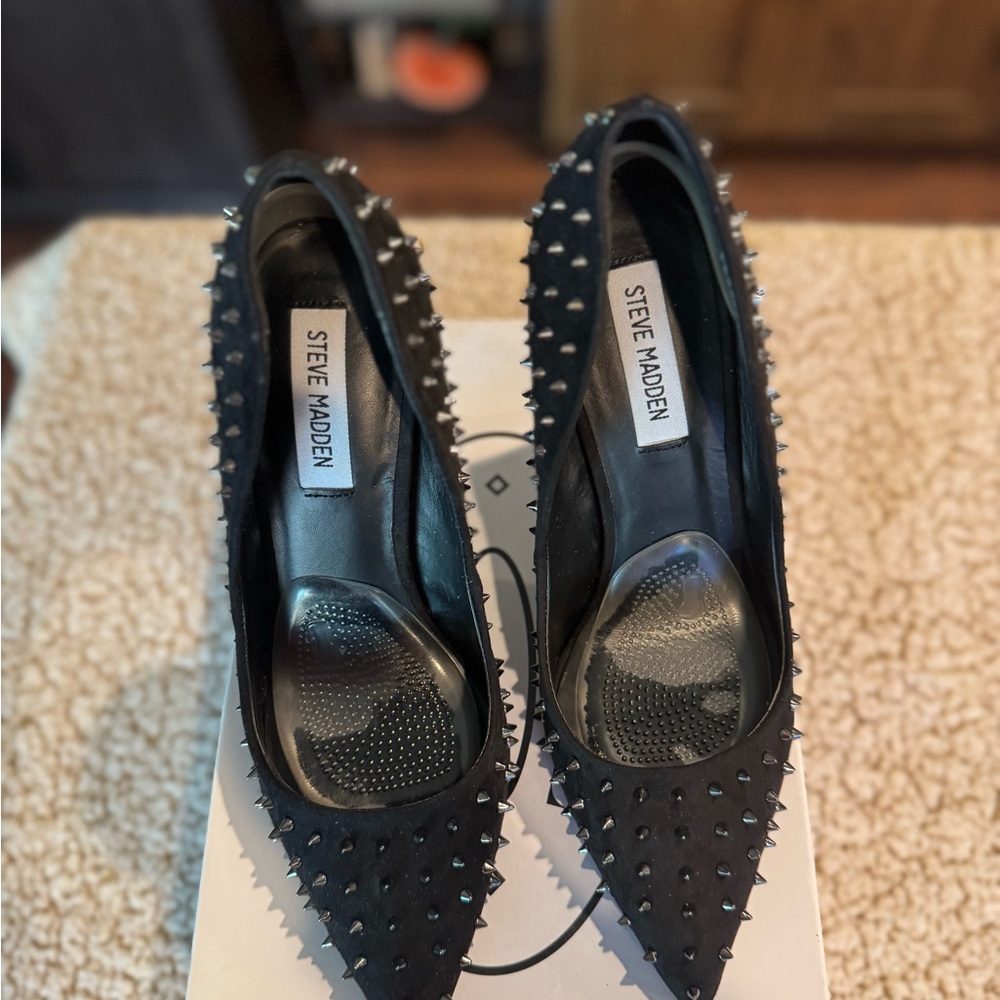 Steve Madden Black Spiked Heels